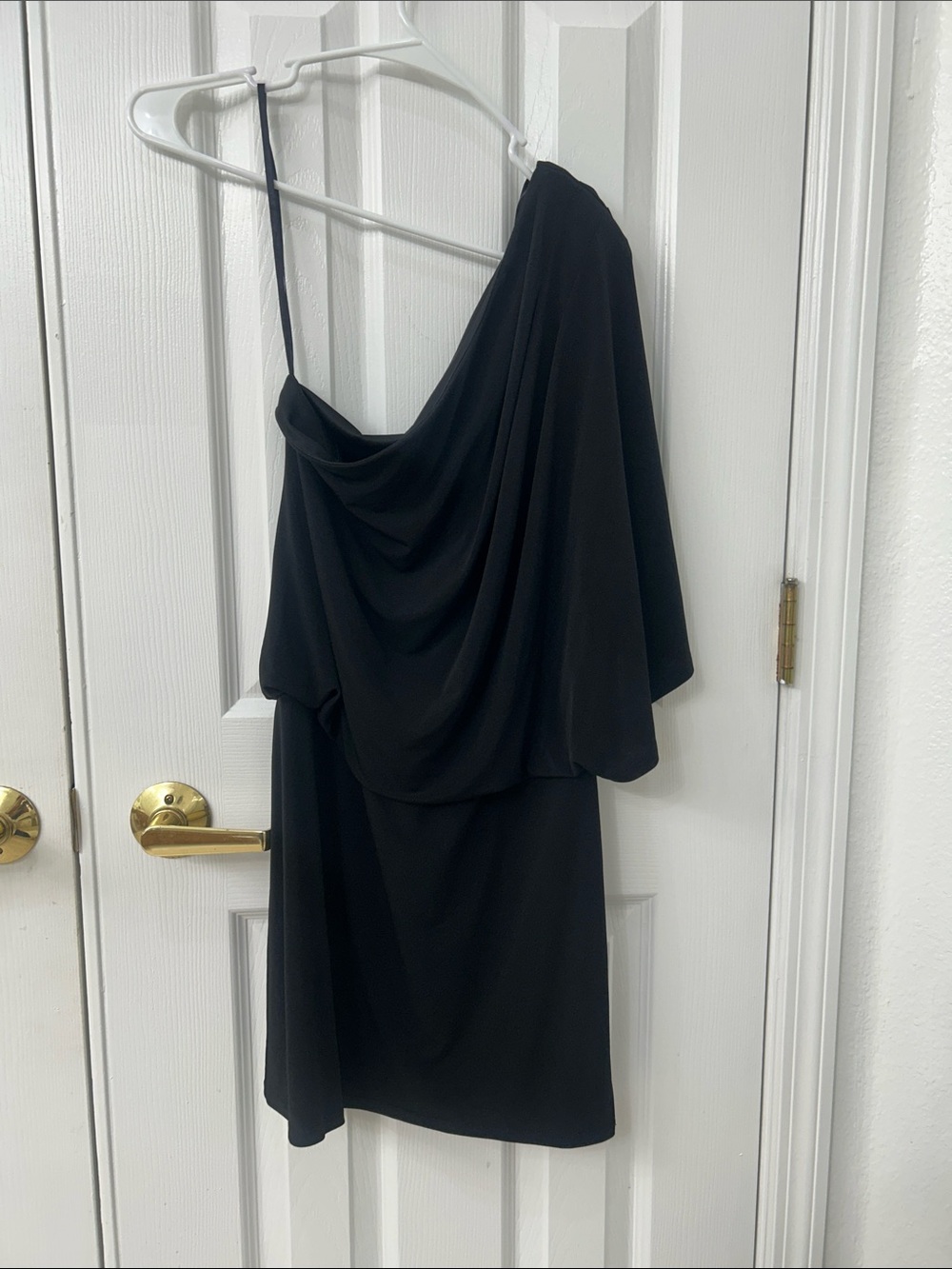 Jessica Simpson Black One-Shoulder Draped Cocktail Dress